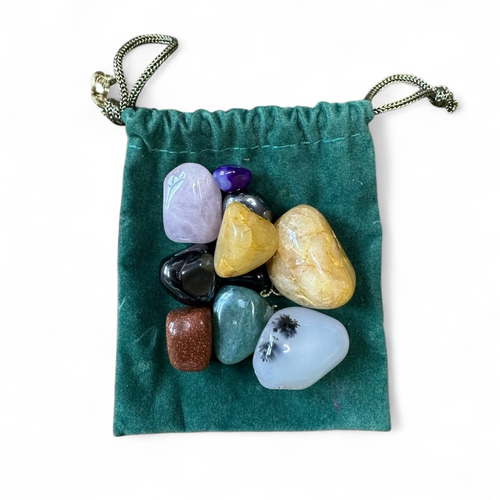 Colorful Gemstone Collection with Velvet Pouch